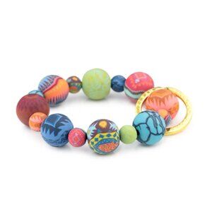 104 JILZARAH Handcrafted Polymer Clay Bead Bracelet Keychain Sedona Sky